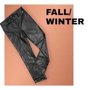 Vintage 80’s GUESS Black Faux Leather Straight Leg Pants Sz 29